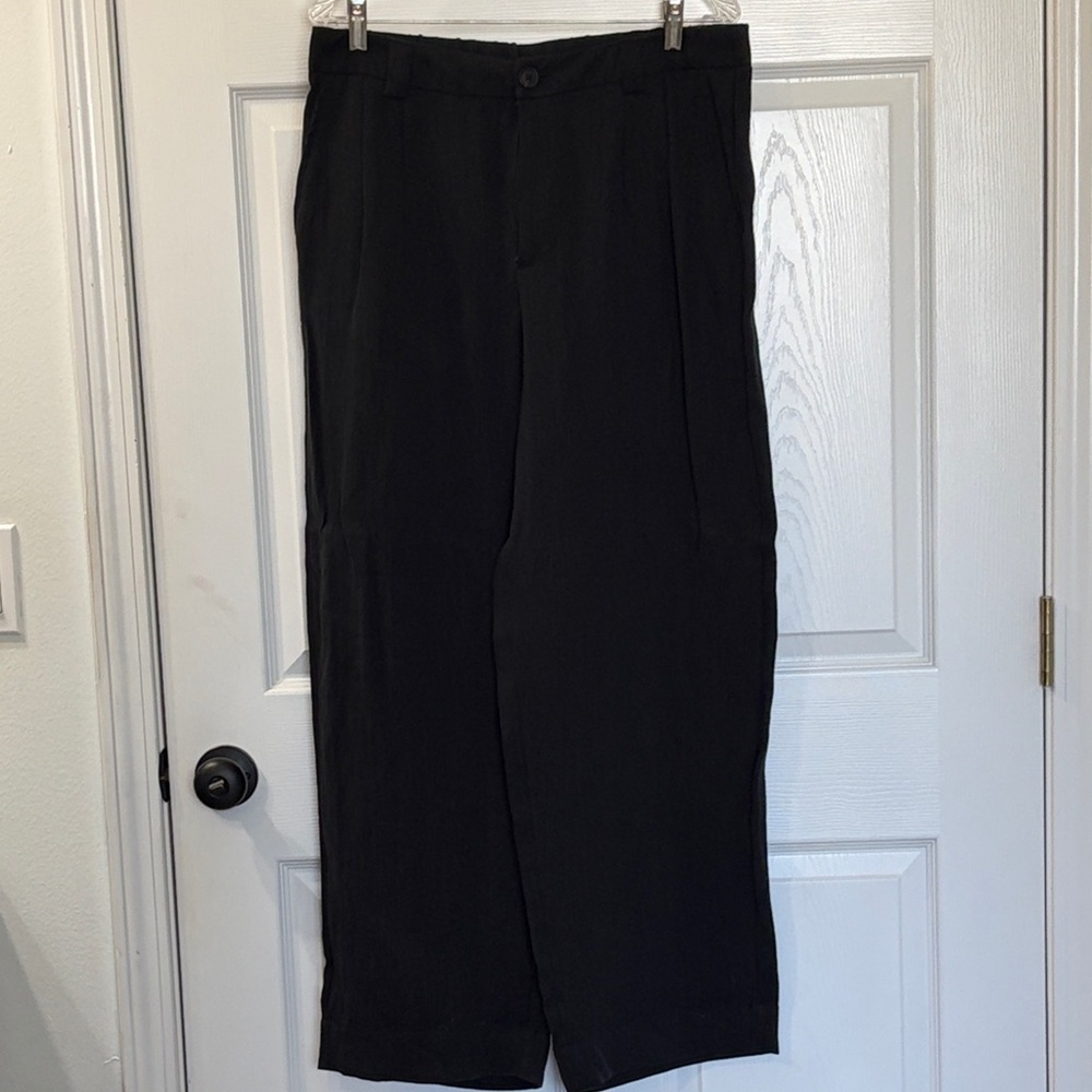 Black Womens Wide Leg Trouser Pants